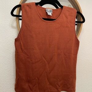 Vintage 90s Silk Blend Clio Orange Fitted knit Tank Top